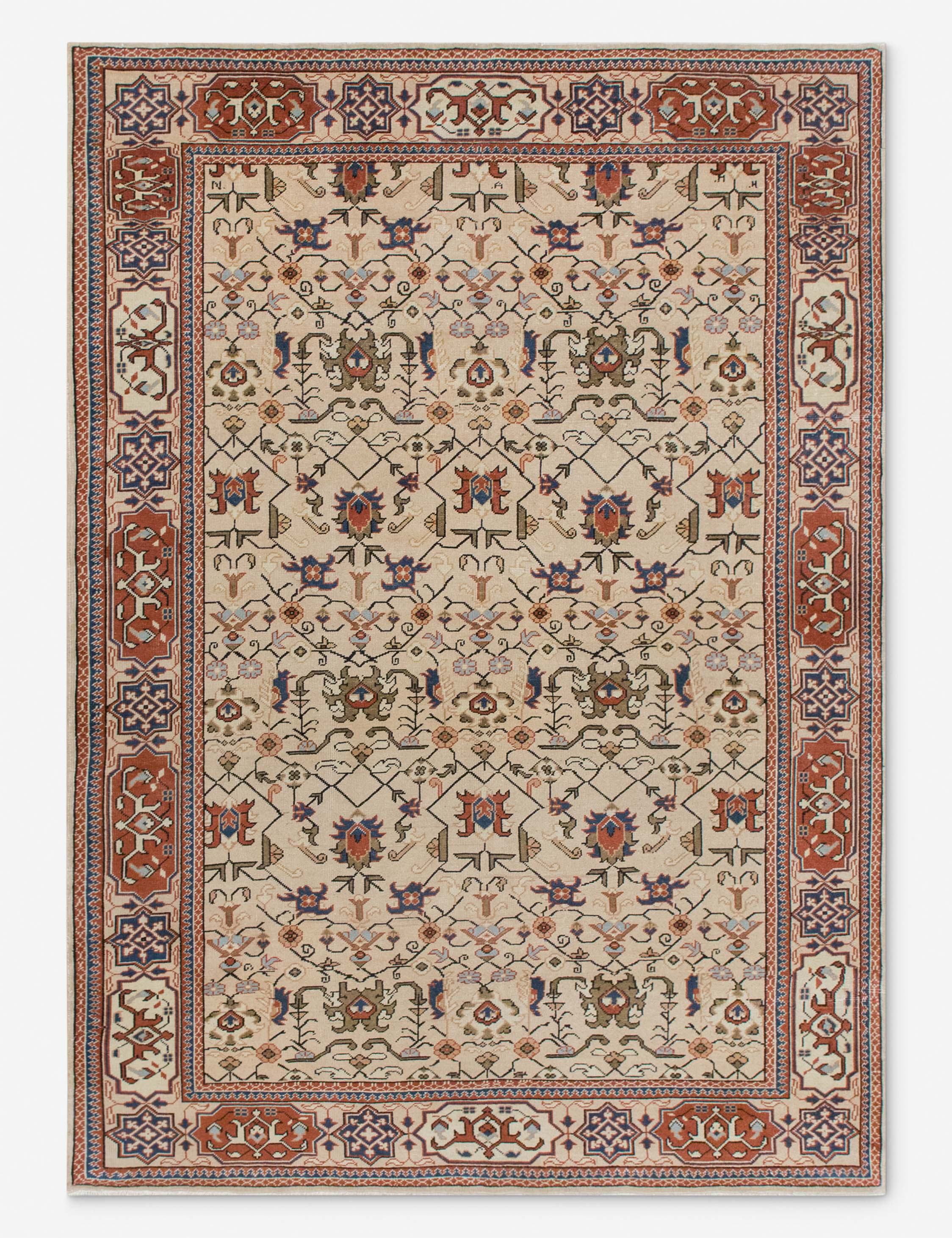 Vintage Turkish Hand-Knotted Wool Rug No. 537, 6'3" x 9'4"
