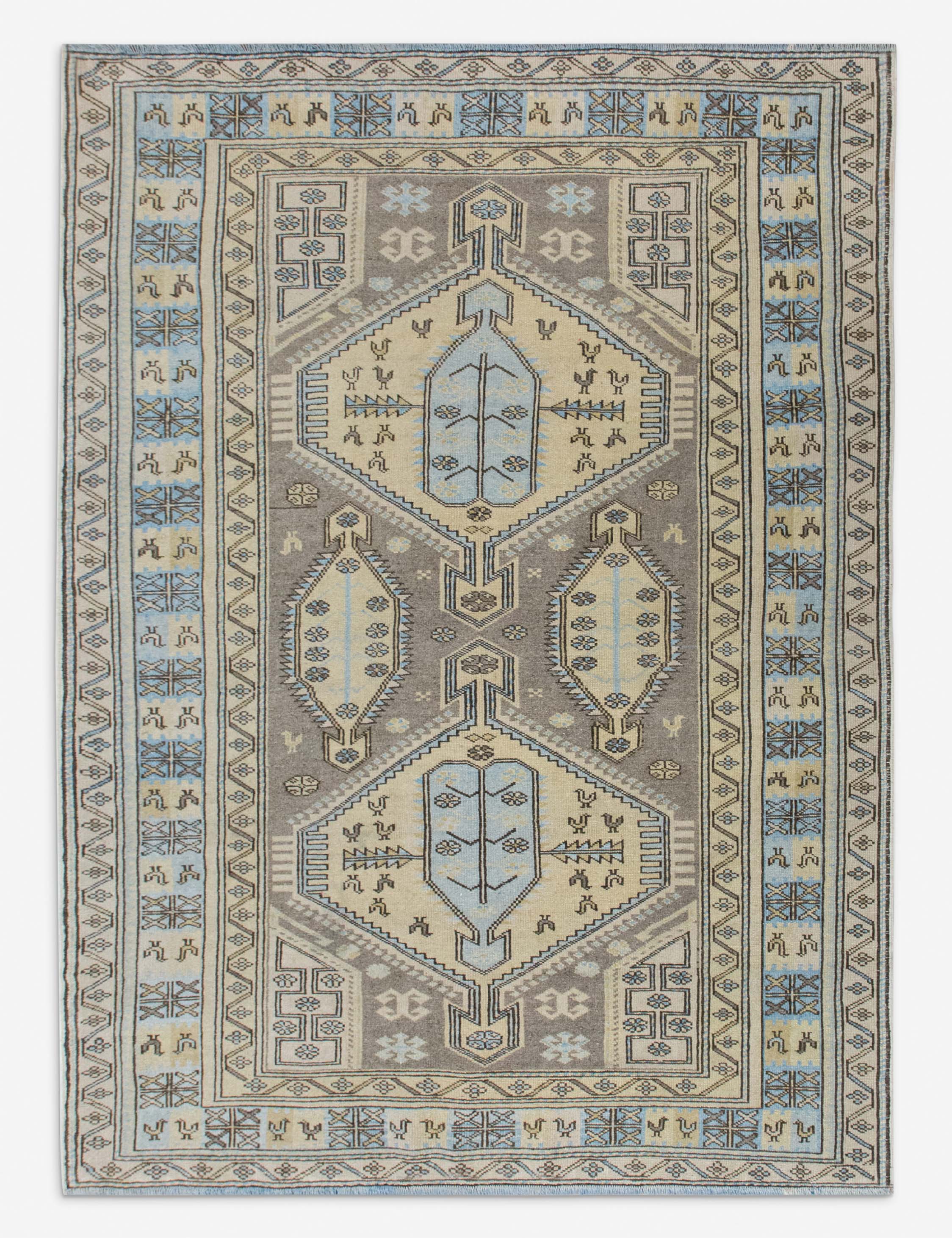 Vintage Turkish Hand-Knotted Wool Rug No. 563, 4'6" x 6'2"