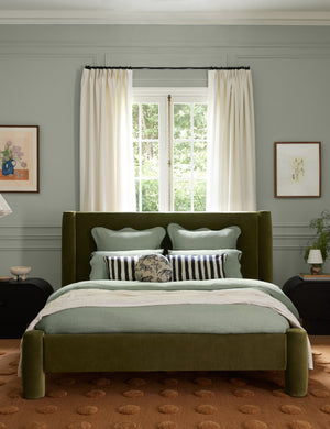 Essie soft, breathable hemp duvet cover in lichen green