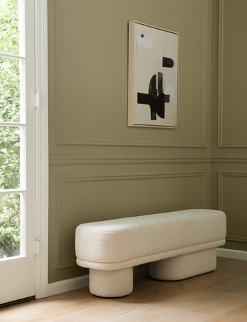 #showall::42992257499235 | Brooks boucle upholstered bench in an entryway