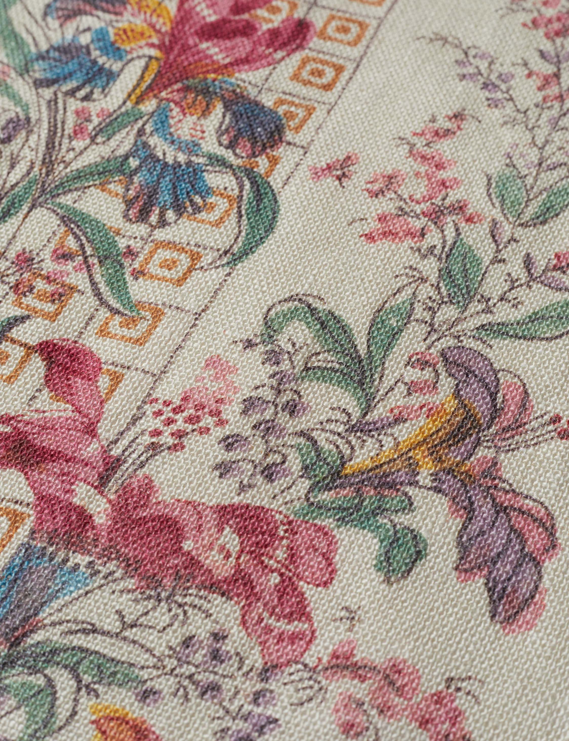 Campden Linen Fabric Swatch by Heidi Caillier, Fuschia and Gold