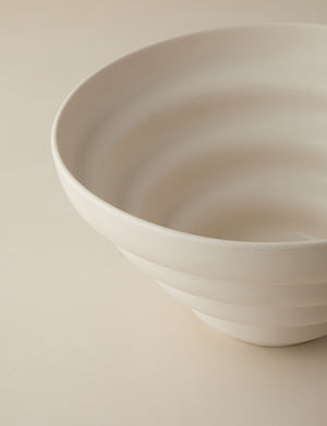 Close up view of the Cascading matte ceramic serving bowl