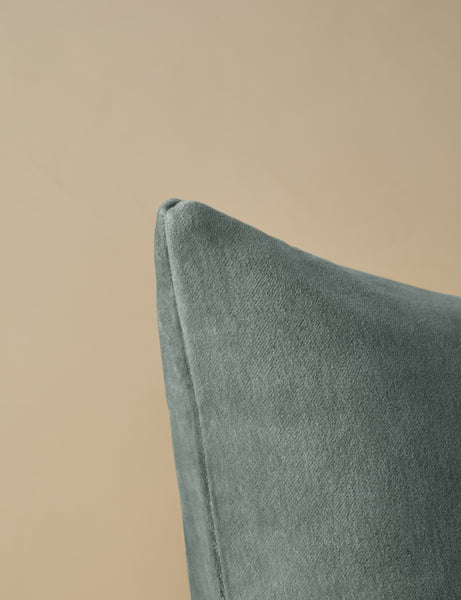 #color::shale-blue #style::square #fill type::with-feather-down-insert  #fill type::pillow-cover-only |   Corner of Charlotte Shale Blue Square Velvet Pillow