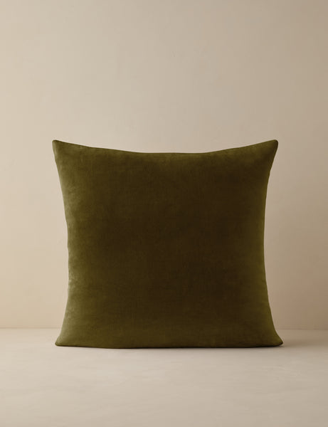 #color::olive #style::square #fill type::with-feather-down-insert  #fill type::pillow-cover-only |   Charlotte Olive Green Square Velvet Pillow