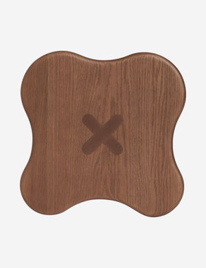 Overhead view of the Etna sculptural modern wood accent stool by Aimee Song