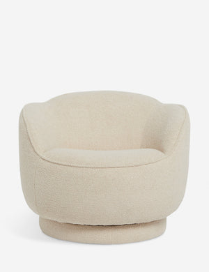 Fern scalloped back boucle upholstered swivel chair
