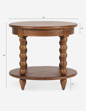 Foxton Round Side Table : Brown