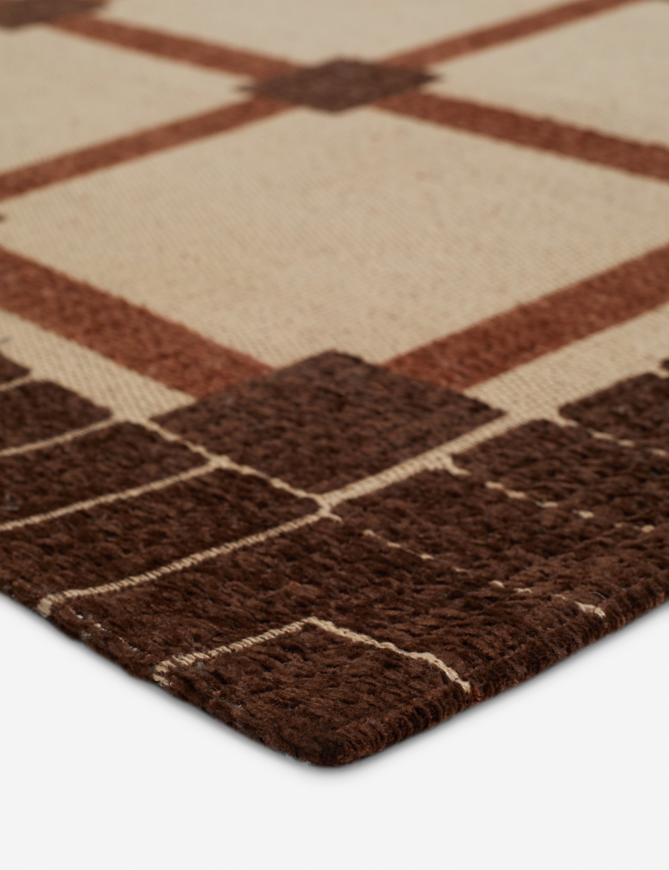 Goddard Indoor / Outdoor Rug Swatch, Ivory and Rust