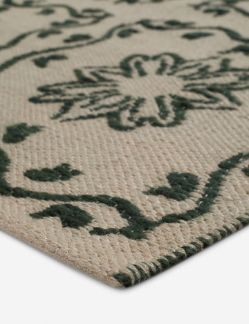Halstead Indoor / Outdoor Rug Swatch, Ivory and Emerald