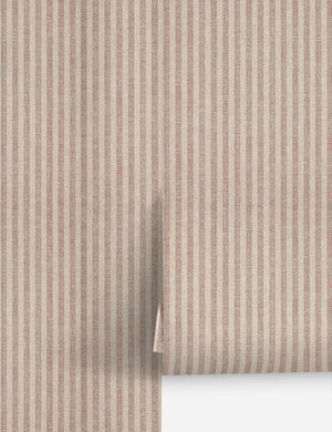 Charles Street Stripe Textured Peel + Stick Wallpaper by Jeremiah Brent, Ecru & Brown - Swatch