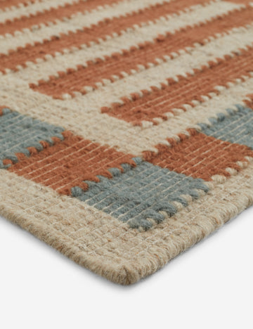 Joslin Flat Weave Blend Rug Swatch, Rose and Blue
