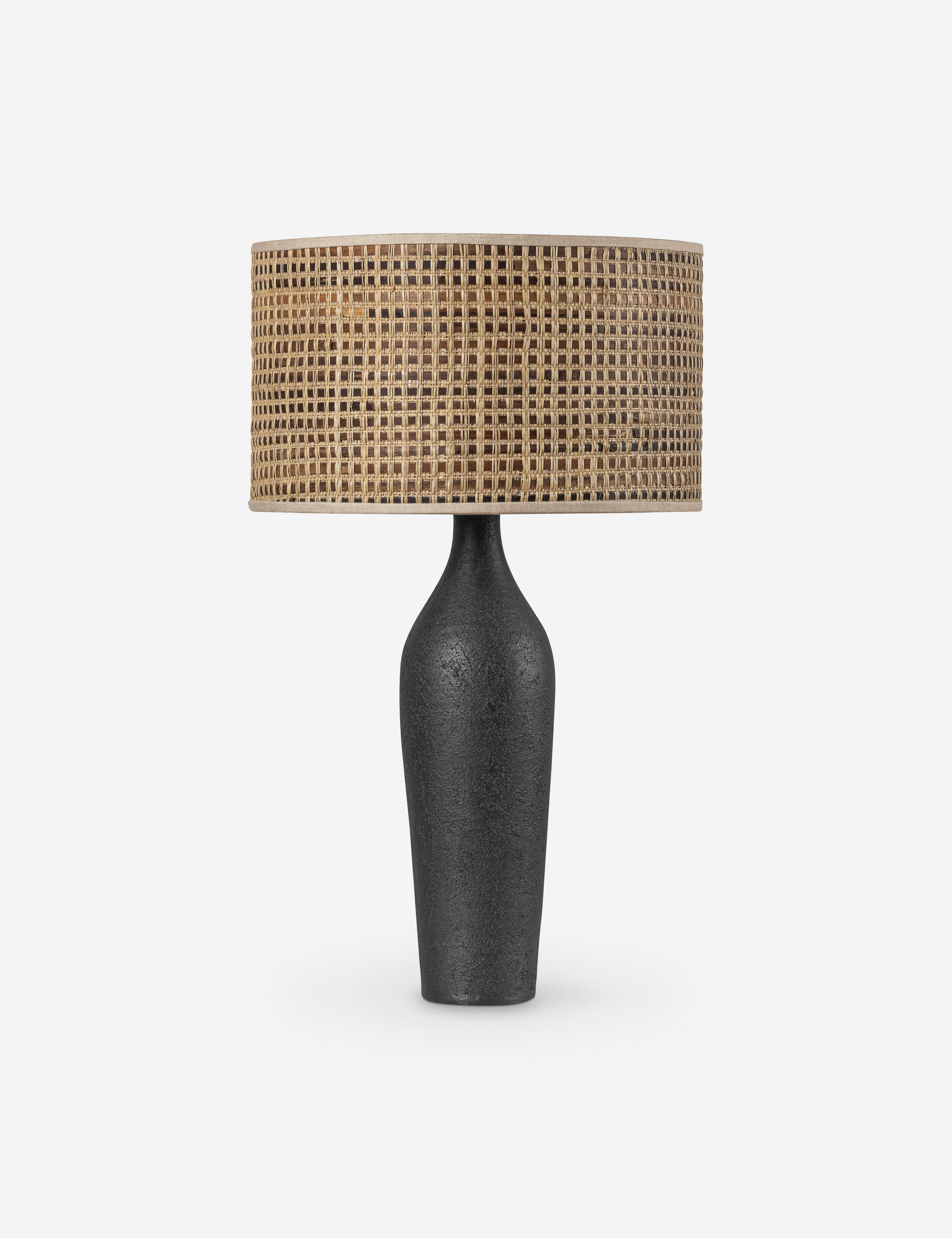 #color::black | Judah woven cane drum table lamp