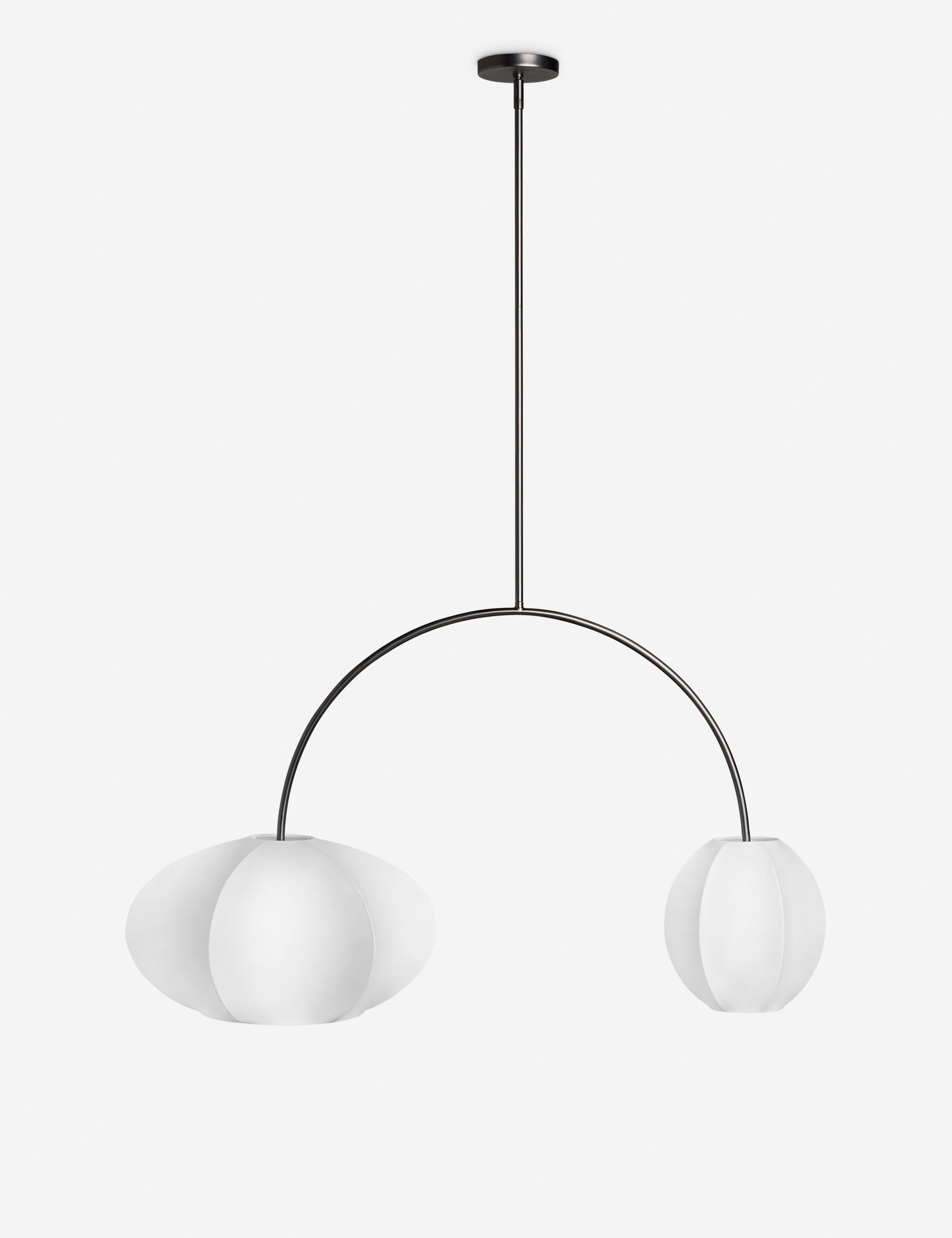 #color::dark-pewter | Luneth arc-shape lantern shade linear chandelier by Aimee Song