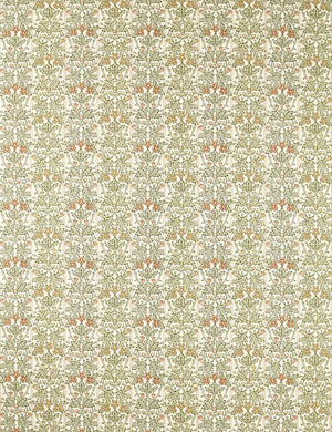 Oak & Blossom Fabric by Morris & Co, Chestnut and Primrose