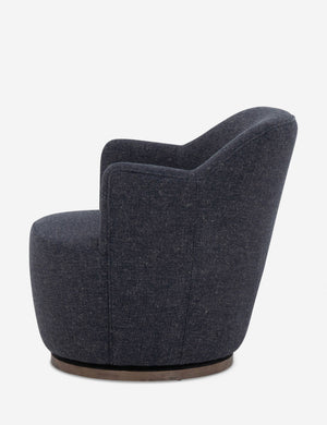 Side view of Margie rounded barrel swivel accent chair in slate