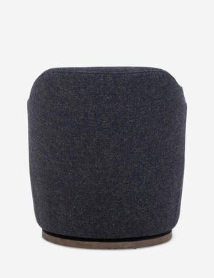 Rear view of Margie rounded barrel swivel accent chair in slate