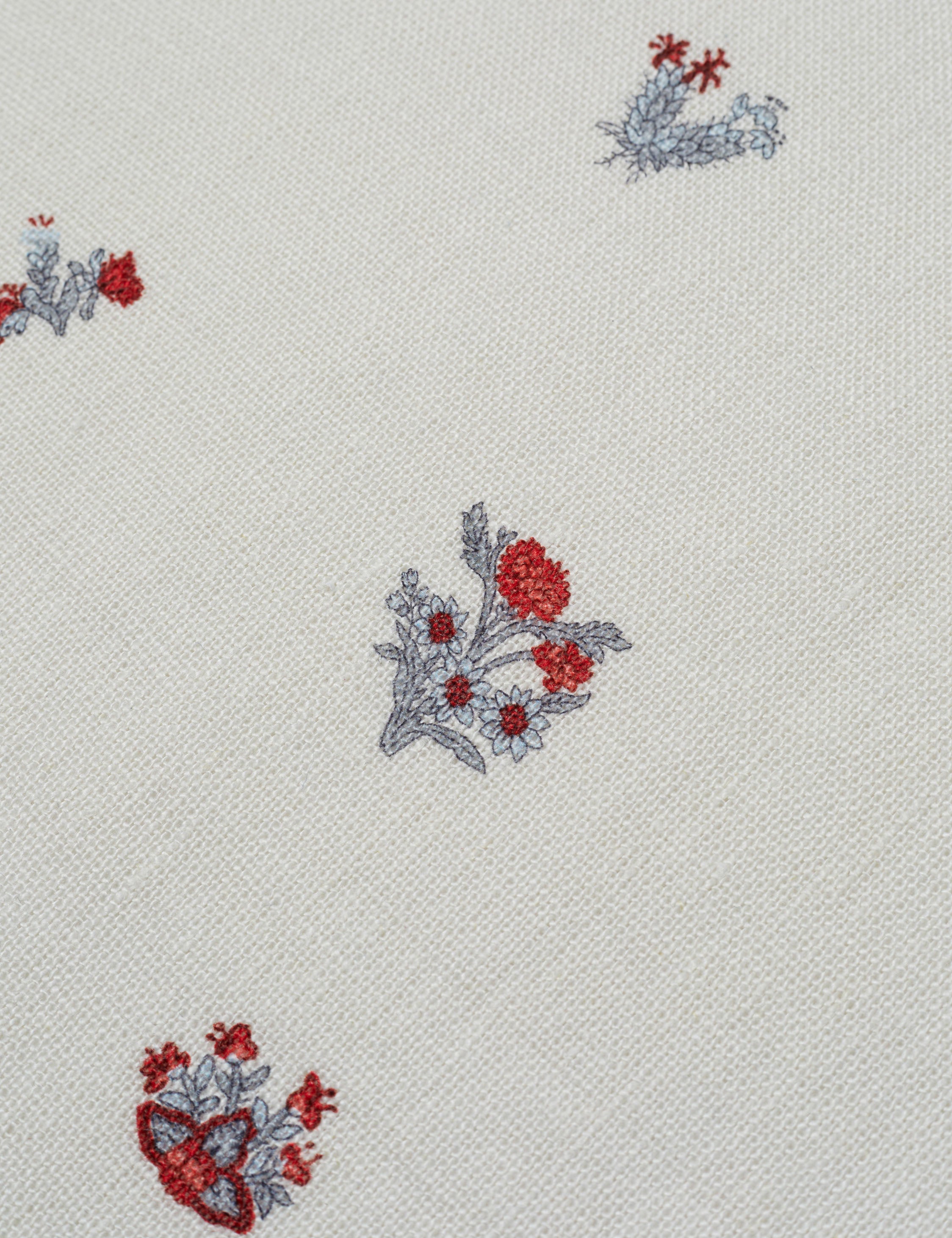 Mayfair Linen Fabric Swatch by Heidi Caillier, Crimson