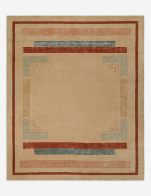 Pemberton Hand-Loomed Wool Blend Rug Swatch, Rust and Blue
