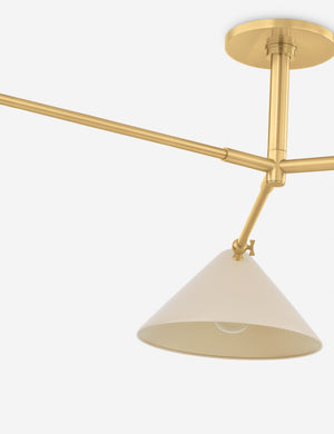 Close up of the Citrine adjustable three light cone shade flush mount light