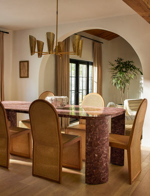 Dining room featuring the Ramoon wide leg solid marble dining table by Carly Cushnie.