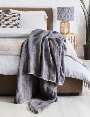 River Oversized Linen Throw by Pom Pom at Home : Natural
