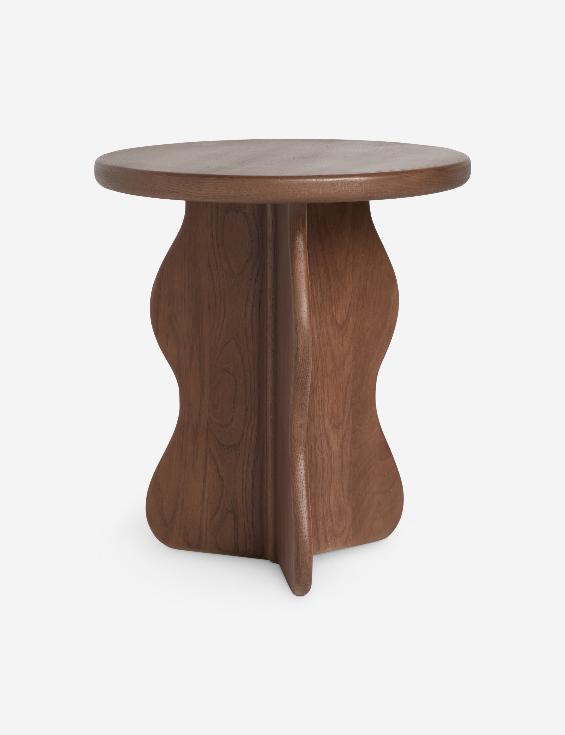 #color::dark-brown | Telle wavy leg solid wood round side table by Aimee Song