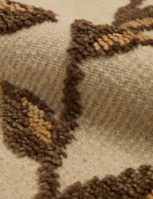 Close up view of the high-low pile of the Tillar Hand-Knotted Botanical Lattice Wool Rug by Jake Arnold.