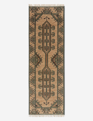Vishal geometric motif hand-knotted wool runner rug.