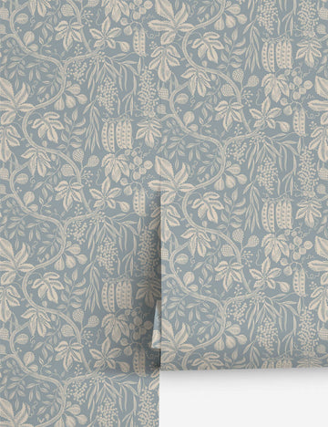 Fig Garden Wallpaper by Scalamandre, Misty Blue - Swatch