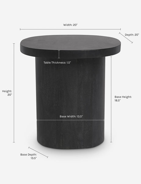#color::black | Dimensions on the Luna Side Table