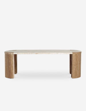 Mahoe oval marble and travertine coffee table by Carly Cushnie.
