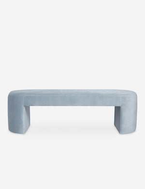 Mikhail light blue velvet foam-padded bench.