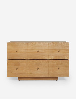 Otelia wide profile two drawer nightstand in natural wood