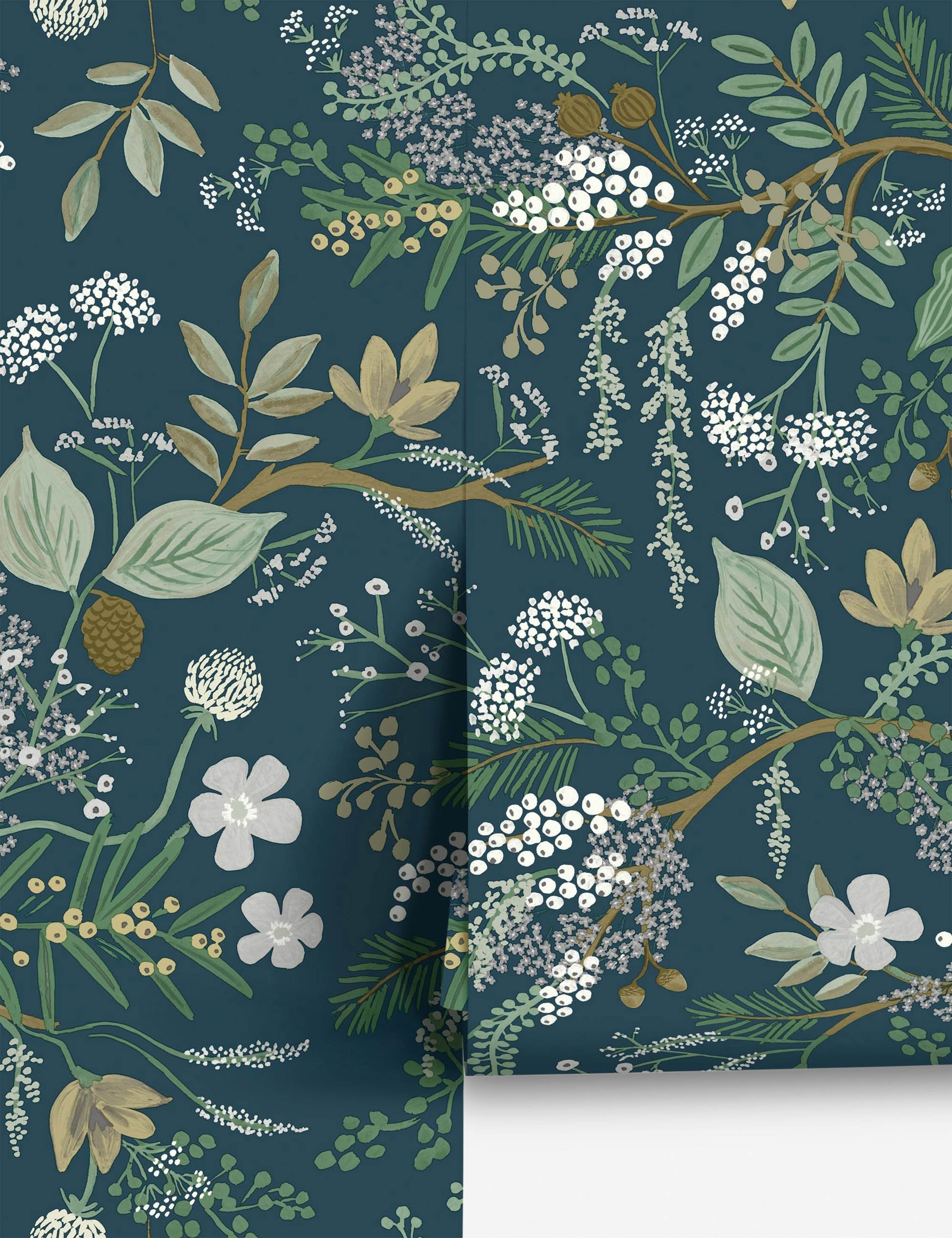Juniper Forest Premium Peel + Stick Wallpaper, Navy - Swatch