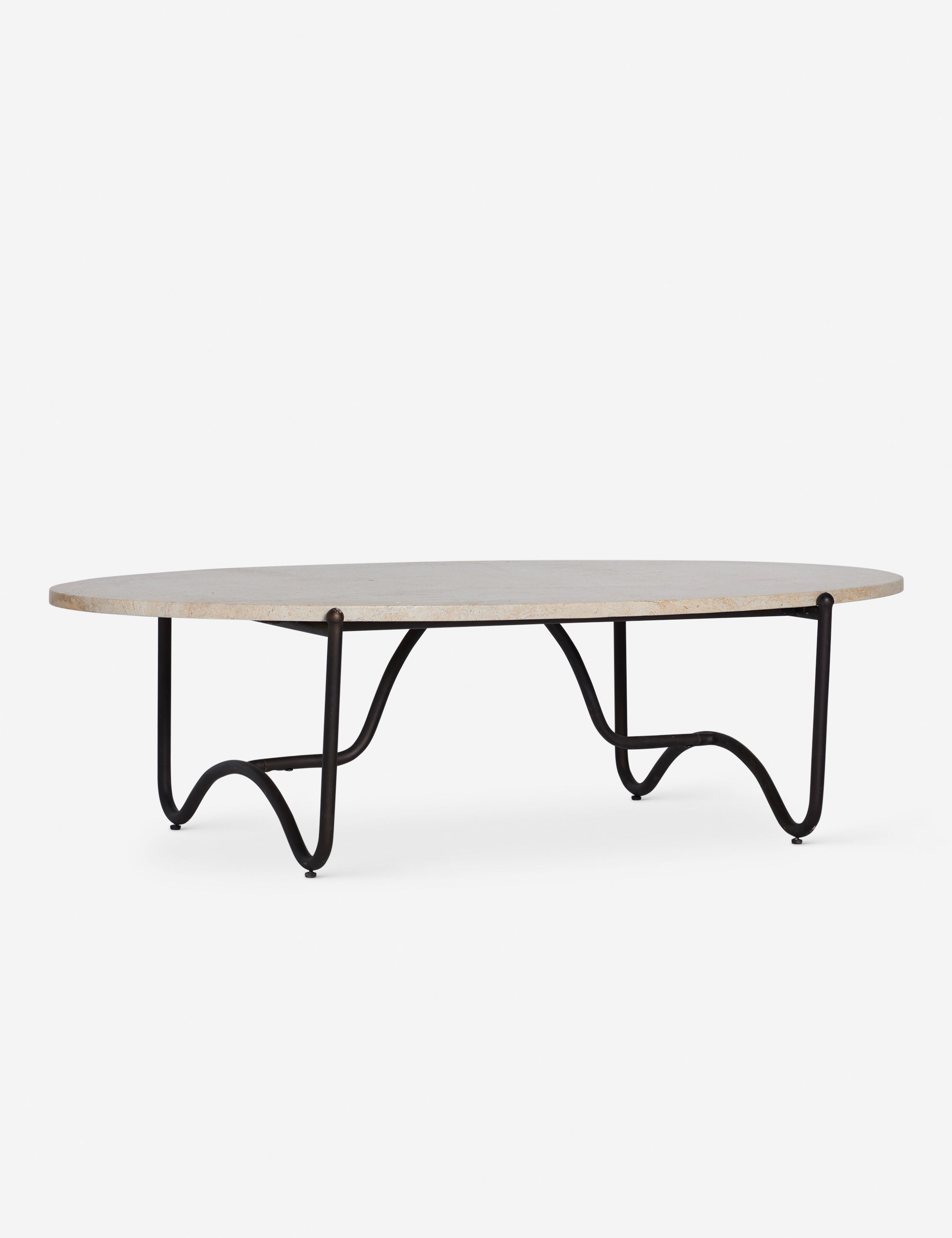 Open Box: Peggy Outdoor Oval Coffee Table, Faux Travertine by Sarah Sherman Samuel