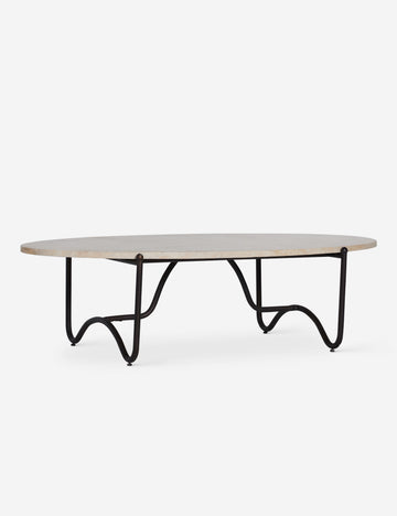 Open Box: Peggy Outdoor Oval Coffee Table, Faux Travertine by Sarah Sherman Samuel
