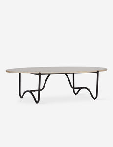 Open Box: Peggy Outdoor Oval Coffee Table, Faux Travertine by Sarah Sherman Samuel
