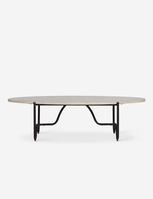 Open Box: Peggy Outdoor Oval Coffee Table, Faux Travertine by Sarah Sherman Samuel