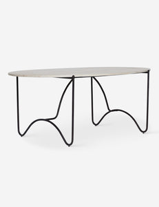 Open Box: Peggy Outdoor Oval Dining Table, Faux Travertine by Sarah Sherman Samuel