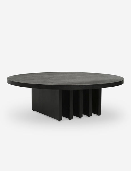 #color::black | Pentwater black wooden Round Coffee Table by Sarah Sherman Samuel with thick slab-style legs