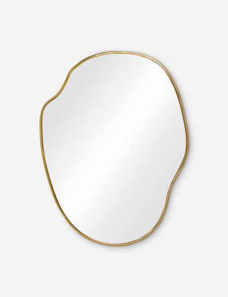 #color::gold #size::small | Small Puddle mirror with a free-curving gold frame that mimics a puddle shape by Sarah Sherman Samuel