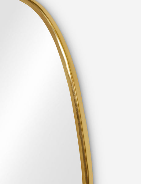 #color::gold  #size::small | The gold curved frame on the small puddle mirror