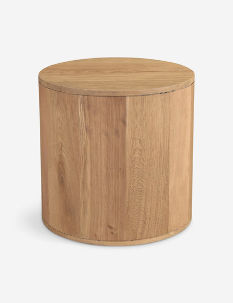 #color::natural | Back of the Kono 2-drawer round oak nightstand.
