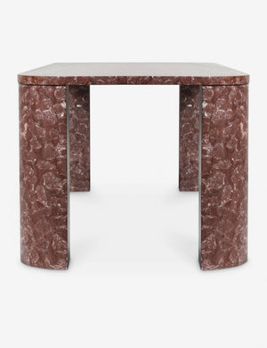 Side profile of the Ramoon wide leg solid marble dining table by Carly Cushnie.