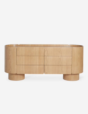 Raphael modern natural wood wide six drawer dresser