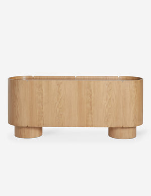 Back view of the Raphael modern natural wood wide six drawer dresser