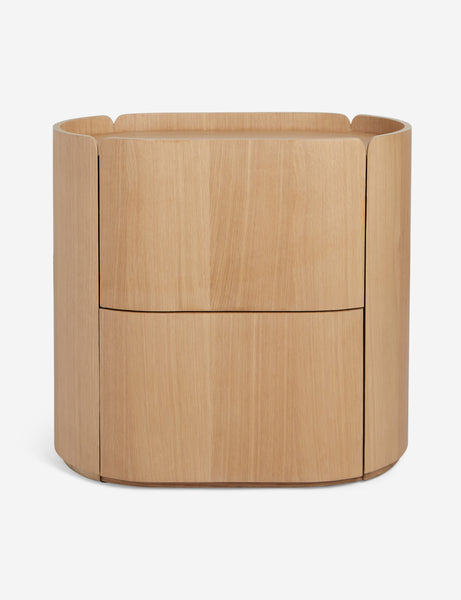 | Raphael modern rounded natural wood two drawer nightstand