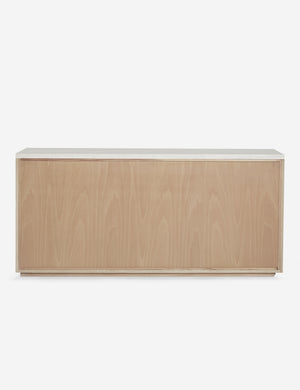 Back of the Rayner carved linear detailing oak six drawer dresser.