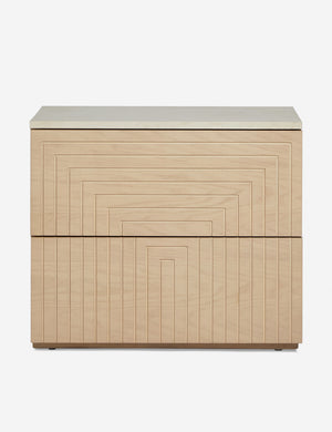 Rayner carved linear detailing oak two drawer nighstand.