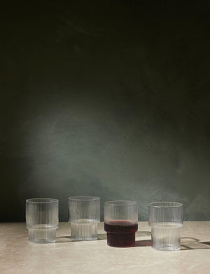 Art deco inspired rian ripple set of four clear glassware